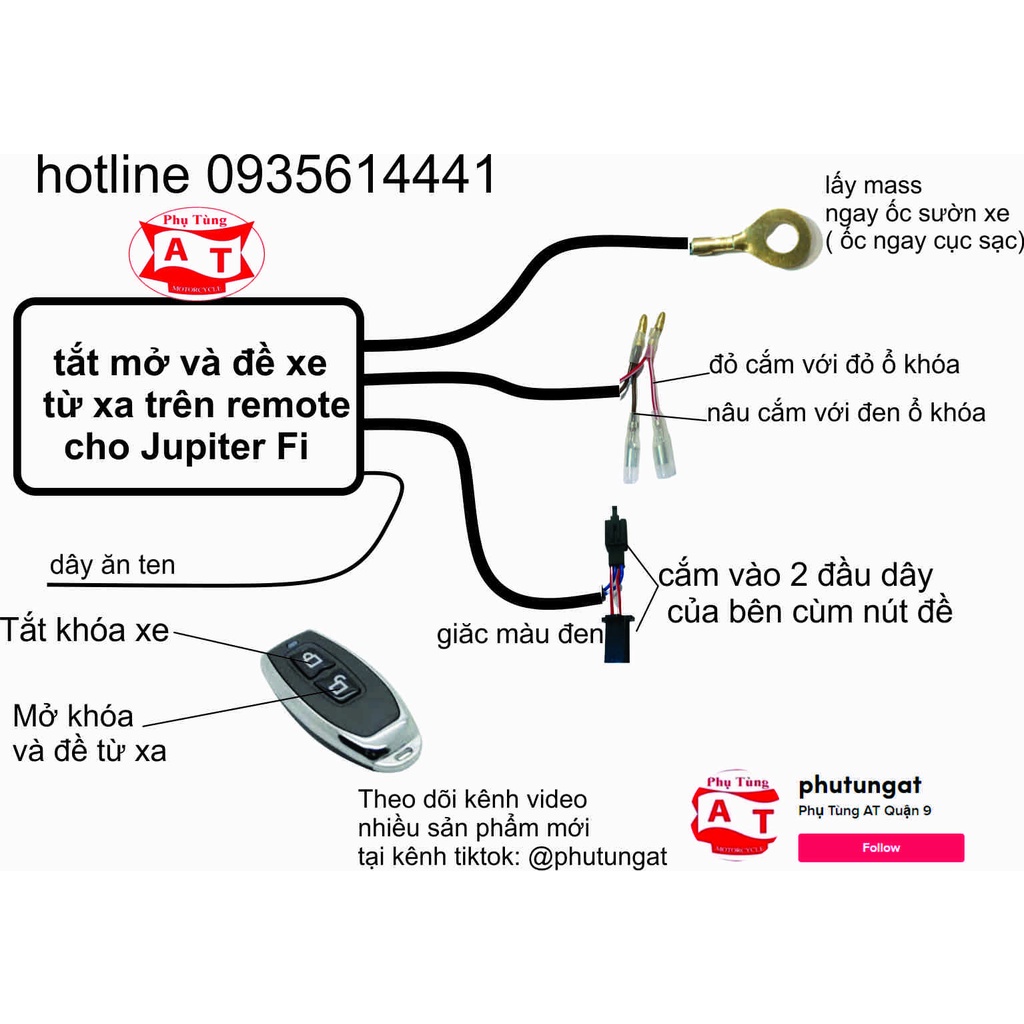 Mạch Tắt Mở Máy và Đề Xe Từ Xa Xe FUTURE không cần dùng chìa khóa