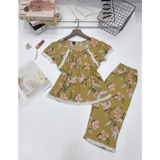 Đồ bộ lửng phối ren kate F21 chất vải tole