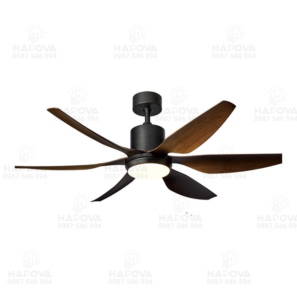 Quạt trần 6 cánh sải dài 1m35 có điều khiển từ xa 5 tốc độ gió HAPOVA KHAZIC 8052
