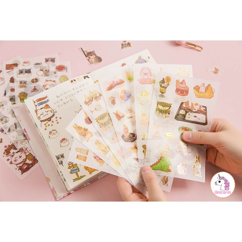 Set 6 Tấm Sticker Giấy Theo Chủ Đề siêu ngộ nghĩnh