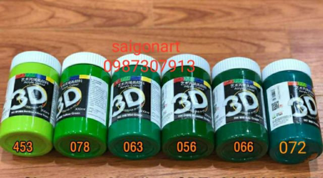 Màu Vẽ 3D Acrylic 300ml( 1/2 Bản màu đầu)