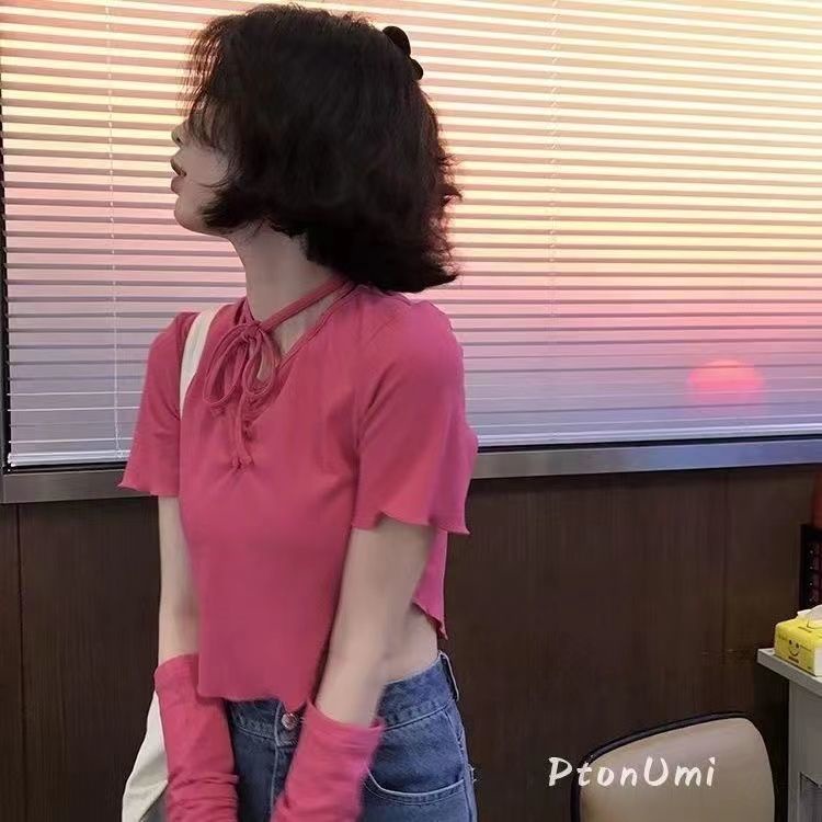 COZOK Áo Thun Tay Ngắn Cột Dây Thời Trang Hàn Quốc Dễ Phối Đồ