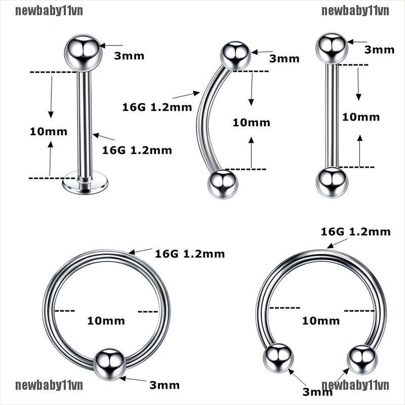 Set 10 Khuyên Xỏ Cơ Thể Thời Trang Cá Tính