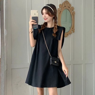 Đầm Chữ A Không Tay Dáng Rộng Màu Trơn Đơn Giản Trẻ Trung Cho Nữ