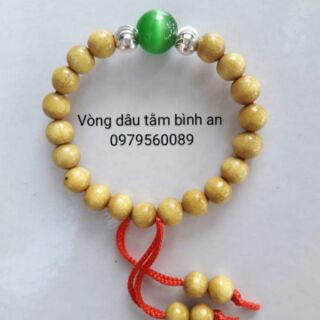 Vòng dâu tằm 2 bi bạc 1 viên đá