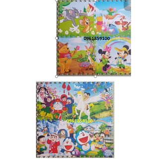 Combo 8 xốp ghép in hình VN doremon và gấu pooh thảm lót sàn thảm xốp lót sàn