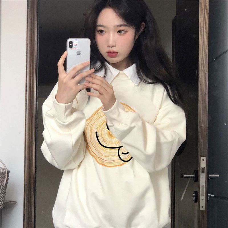 Áo sweater SELVZE chất liệu cotton cổ tròn in họa tiết thời trang cao cấp cho nữ