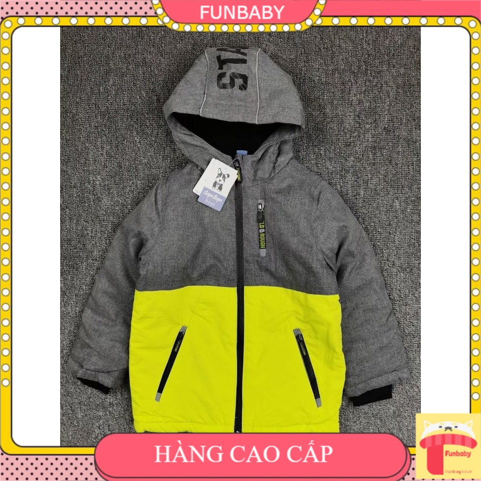 Áo khoác cho bé trai lót nỉ có mũ 2-8 tuổi hàng xuất xin phối màu, Áo parka trẻ em nam cao cấp khỏe khoắn thời trang