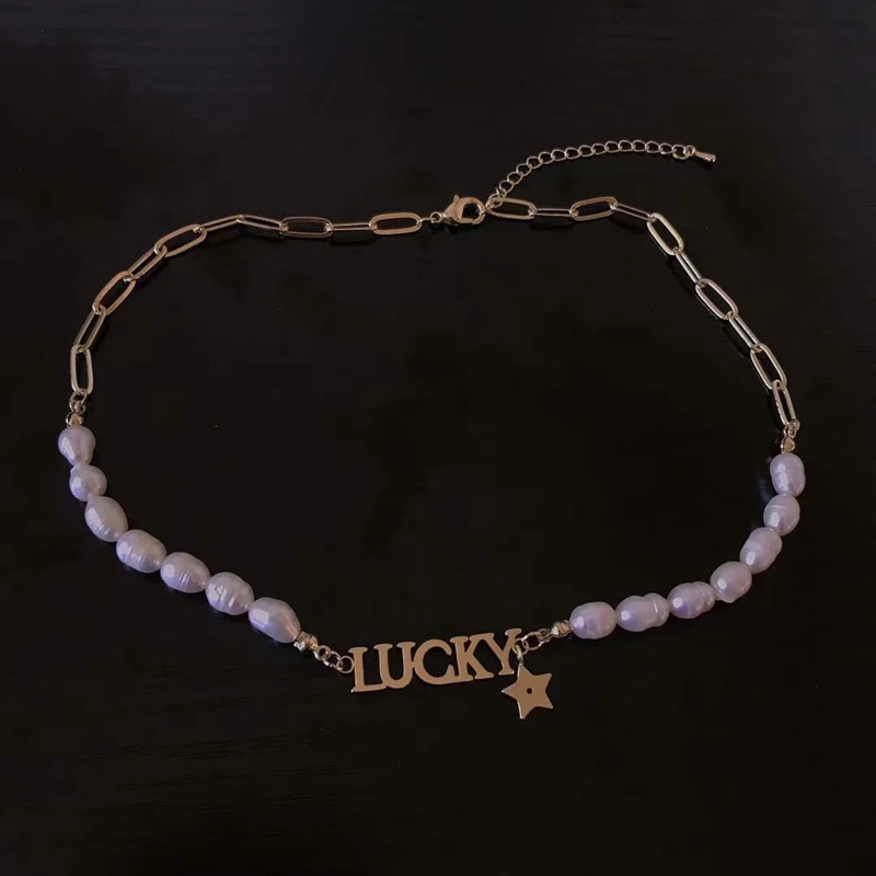 vòng cổ Đính Ngọc Trai Phong Cách Retro Hàn Quốc