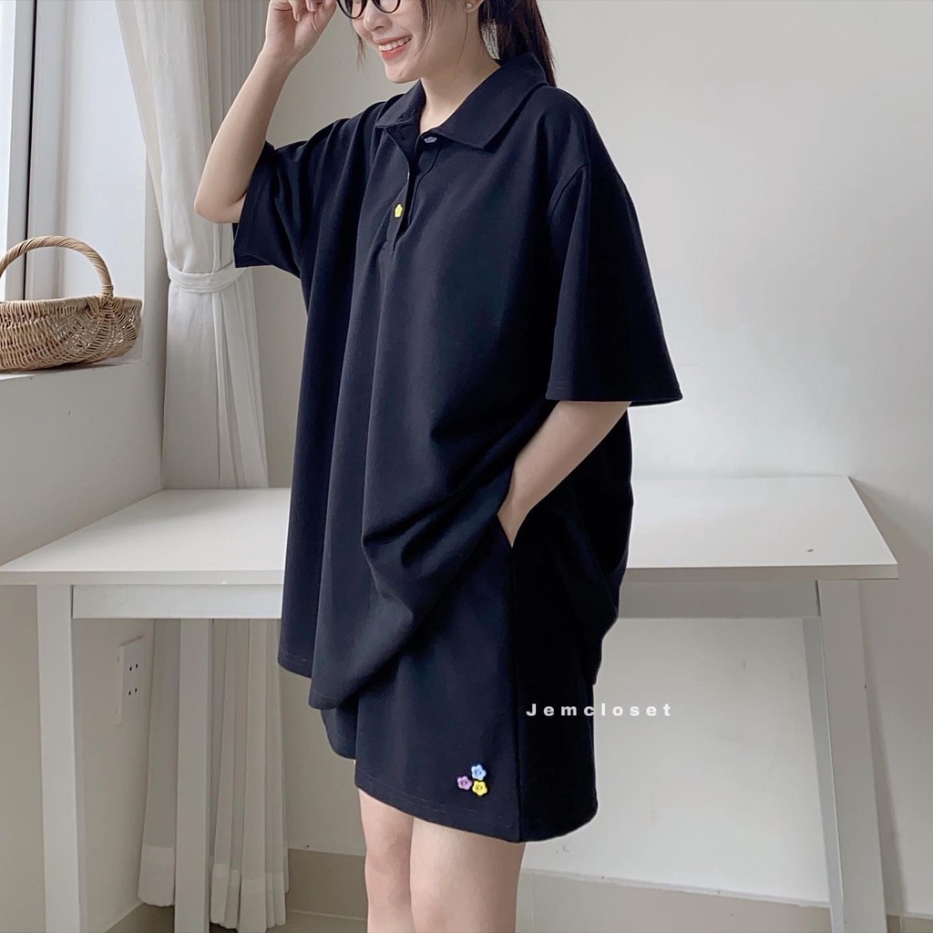 Set Đồ Nữ Đi Chơi JEM CLOSET Chất Vải Cá Sấu Set Bộ Nữ Quần Short Ống Rộng NOAL Phong Cách Hàn Quốc Style Nhẹ Nhàng 8128