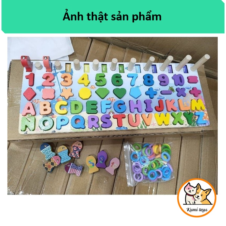 Bảng ghép hình câu cá cho bé nhiều chi tiết loại đẹp cho bé học số, chữ, hình dạng, câu cá Kumi toys