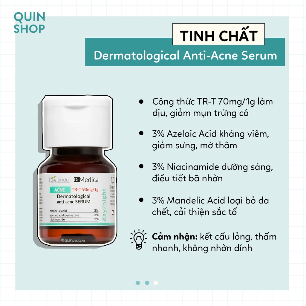 Tinh Chất, Kem Dưỡng Giảm Mụn, Mờ Thâm, Dịu Da Bielenda Dr Medica Acne, Capillaries Dermatological Serum - Cream