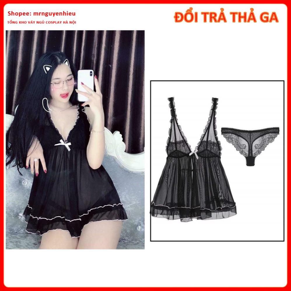 Váy ngủ dáng xòe hot hit gợi cảm [vnx1800], đầm ngủ sexy cosplay, bộ ngủ xuyên thấu quyến rũ - mrnguyenhieu - Hà Nội