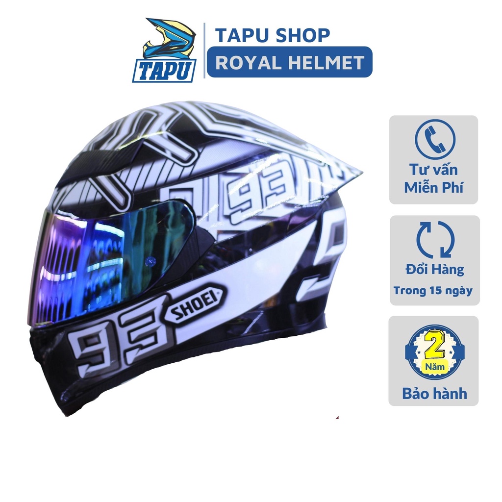 MŨ BẢO HIỂM FULLFACE ROC 1 KÍNH - ROYAL M138B LÊN TEM SHOEI 93
