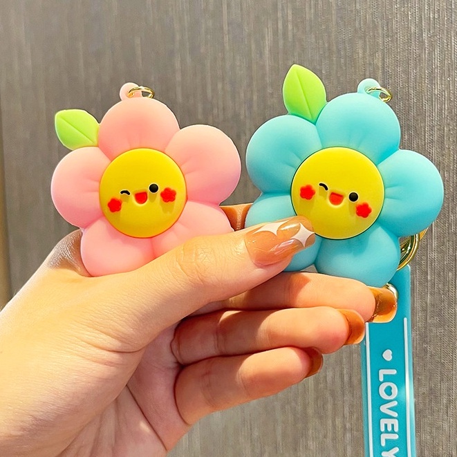 Móc Chìa Khóa Hoa Mặt Cười Hoạt Hình Dễ Thương