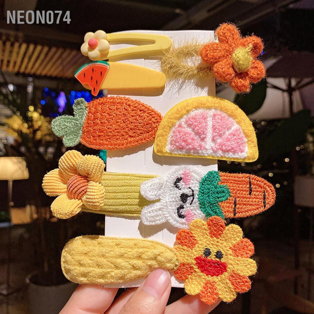 Neon074 Neon074 Chụp Kẹp Tóc Mềm Mại Sang Trọng Họa Tiết Dễ Thương Đan Barrettes Phụ Kiện Cho Bé Gái