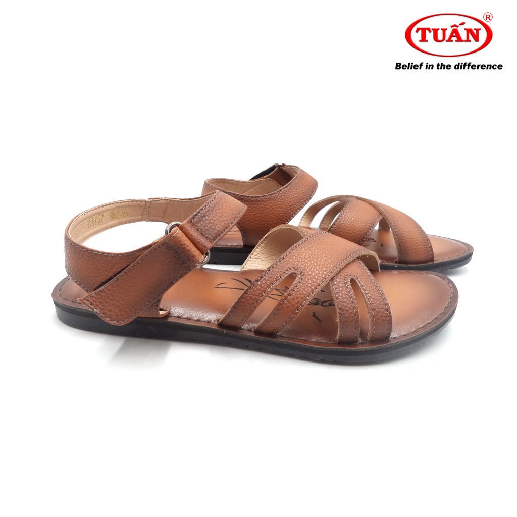 Xăng đan nữ đế bằng quai da bò tự nhiên thương hiệu Tuấn AXHU-H37