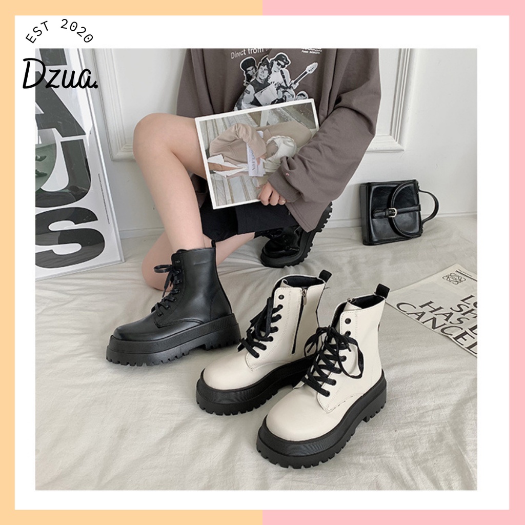 GIÀY BỐT MARTIN ULZZANG KÉO KHÓA ĐẾ ĐEN CAO 5 CM