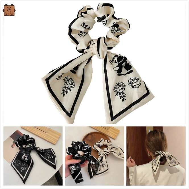 Dây Buộc Tóc Ruy Băng Thắt Nơ In Họa Tiết Hoa Phong Cách Cổ Điển Thời Trang Mùa Hè Mới Cho Nữ