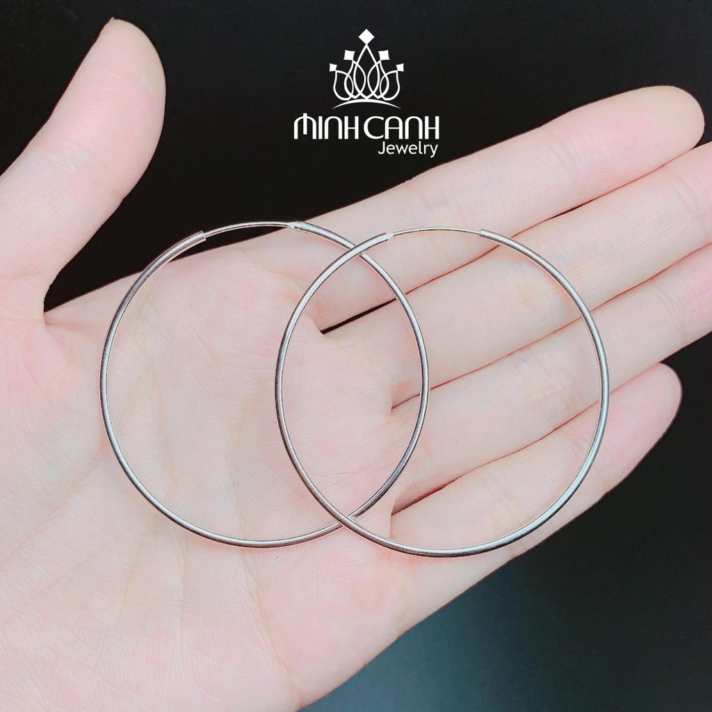 Khuyên Tai Vòng Tròn Trơn Size Lớn Bạc Ta - Minh Canh Jewelry