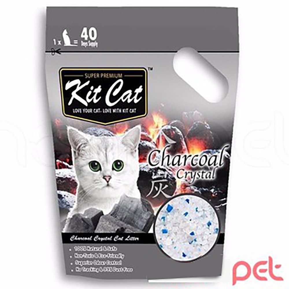 Cát thủy tinh cho mèo KitCat Màu đen - Cát vệ sinh Kitcat than hoạt tính