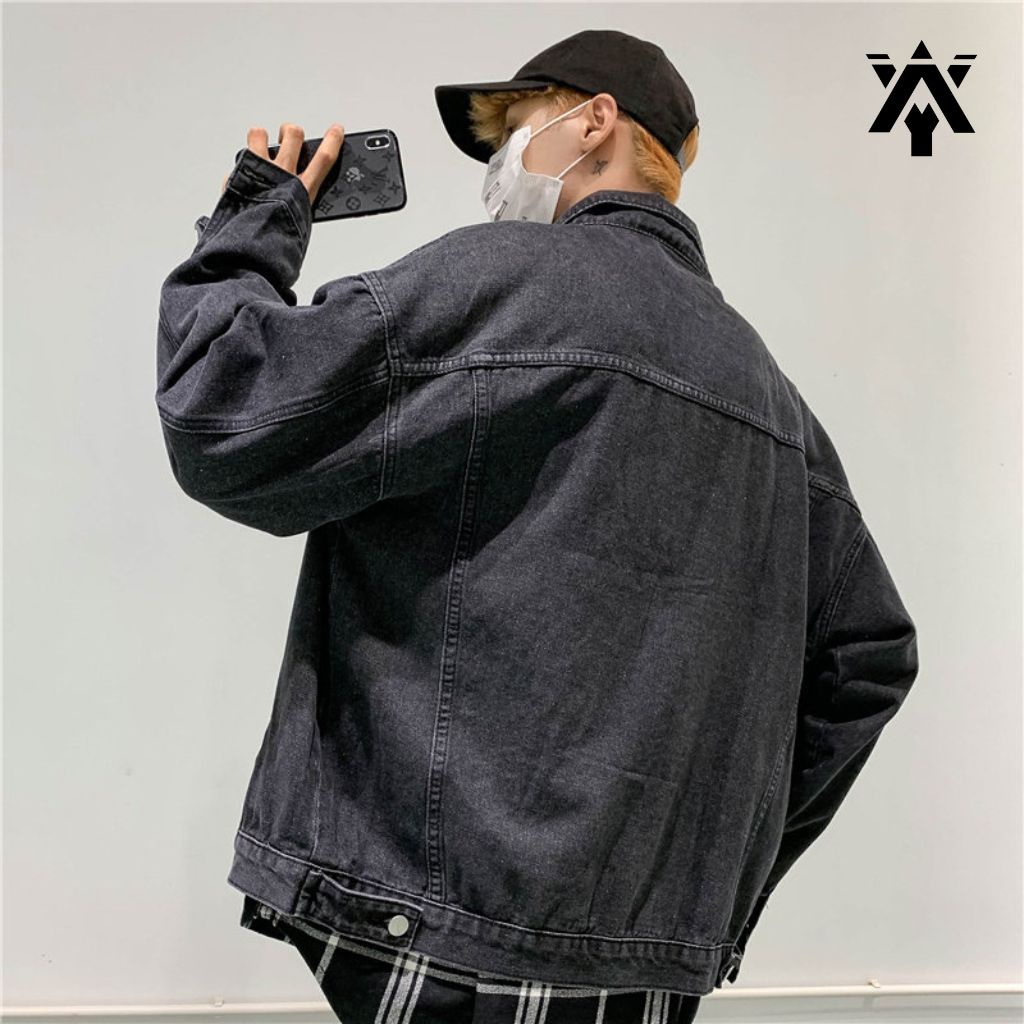 Áo Khoác Jean Nam Anyoung Áo Khoác Nam Chất Jean Bò Form Rộng Dáng Unisex Chuẩn Form Hàn Quốc Không Phai Màu  Ab01