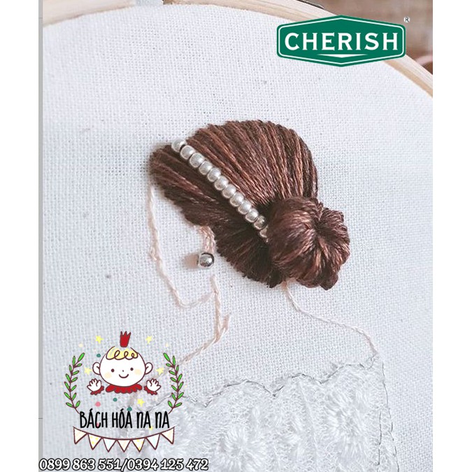 DIY Bộ kit tự thêu tranh cô gái đáng yêu-làm tóc cho cô gái -tự thêu trang trí nhà cửa Decor Handmade - Na Na Shop