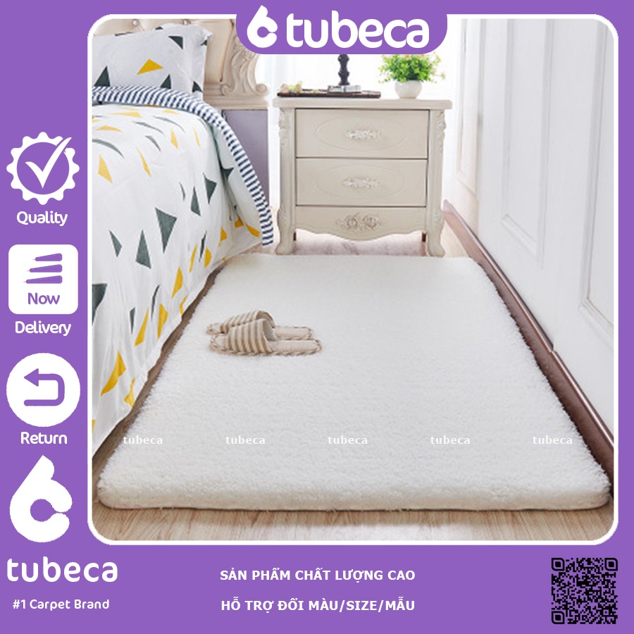 Thảm Trải Sàn Phòng Khách Lông Cừu Màu Trắng  Thảm Cao Cấp  Dày Dặn  Cực Êm  Size 2m x 1m6