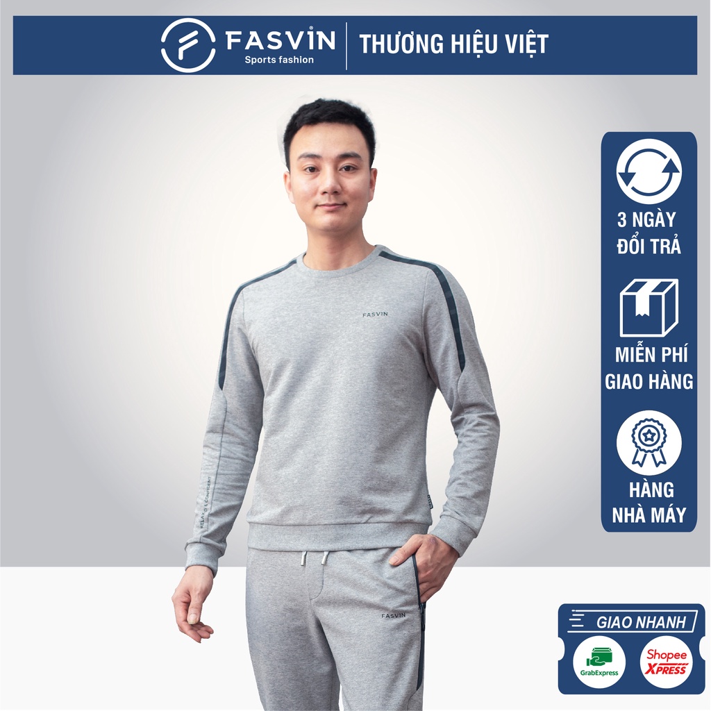 Bộ quần áo thể thao nam Fasvin CT20428.SG chất vải cotton dầy dặn cao cấp.