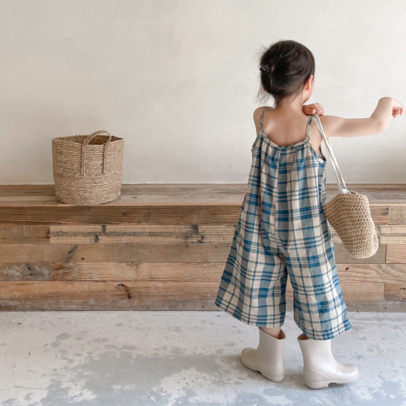 Bộ Áo Liền Quần Hai Dây Ống Rộng Phong Cách Hàn Quốc Cho Bé Gái