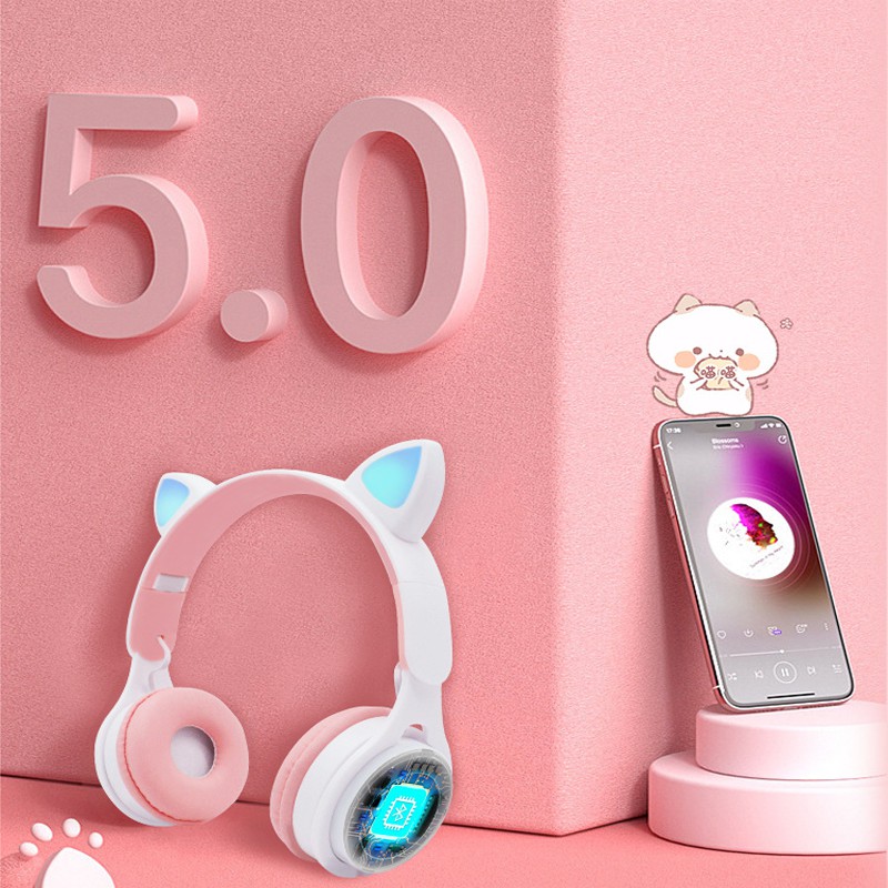 [SẵnHàng] Tai Nghe Chụp Tai Bluetooth 5.0 Không Dây Hình Tai Mèo Phát Sáng Headphone Bluetooth M6 Dễ Thương Bass Cực Ấm | BigBuy360 - bigbuy360.vn