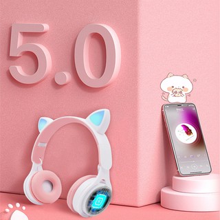 [SẵnHàng] Tai Nghe Chụp Tai Bluetooth 5.0 Không Dây Hình Tai Mèo Phát Sáng Headphone Bluetooth M6 Dễ Thương Bass Cực Ấm