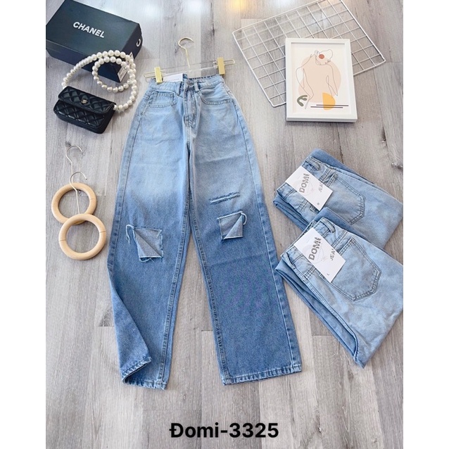 Quần jean rách gối nữ loang màu ulzzang siêu cao Lê Huy Fashion MS 3325