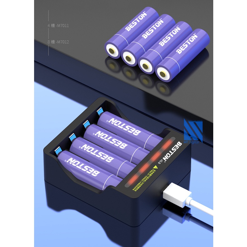 Pin Sạc 1.5V 2800mWh Beston Lithium-ion Sạc Pin M7011 Tự ngắt Có đèn báo đầy cho Micro karaoke