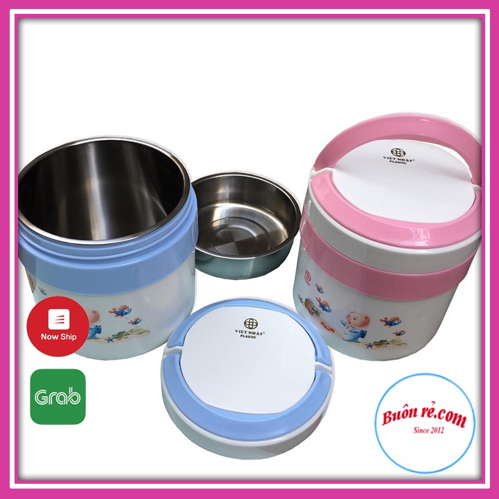 Cặp lồng đựng cơm, cháo Việt Nhật 2 ngăn - Hộp cơm giữ nhiệt dung tích 1350ml 01414 Buonre