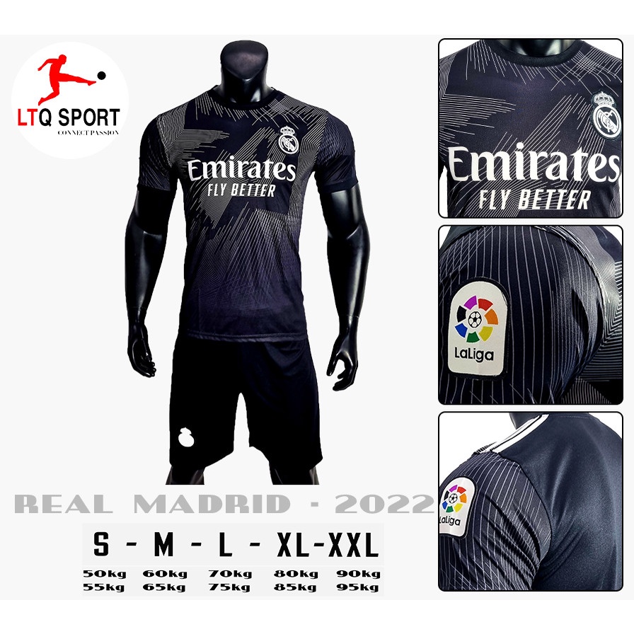 Bộ quần áo bóng đá CLB Real Madrid vải thun lạnh mềm mịn thoải mái - LTQ SPORT