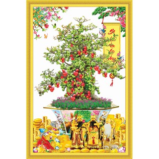 Tranh dán tường Cây Sung-002 KT 50x75cm Chất liệu giấy PP kim sa cao cấp