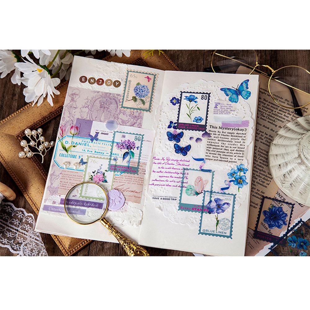 Miếng dán PET trong suốt họa tiết hoa cổ điển trang trí sổ tay/album DIY