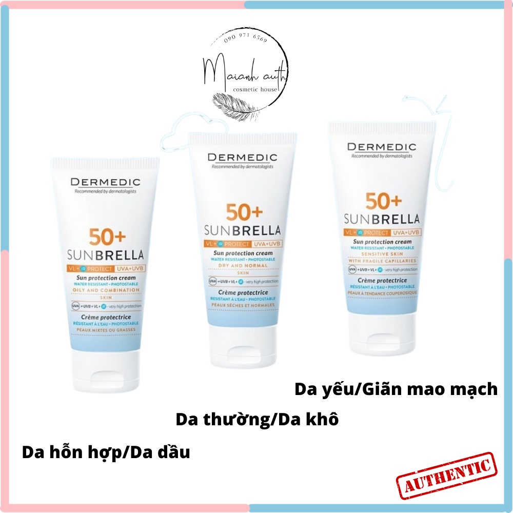 Kem chống nắng phổ rộng Dermedic SPF50+ dành cho da dầu, da nhạy cảm & da khô - 50ml