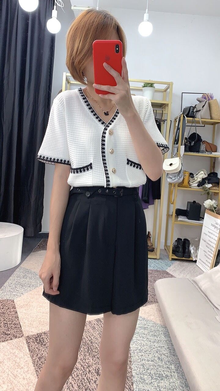 Áo cổ v montoghi viền Quảng châu cổ v túi | BigBuy360 - bigbuy360.vn