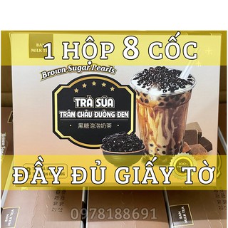 Trà sữa trân châu đường đen tự pha gói hộp (1 Hộp 8 set) – Giấy tờ đầy đủ