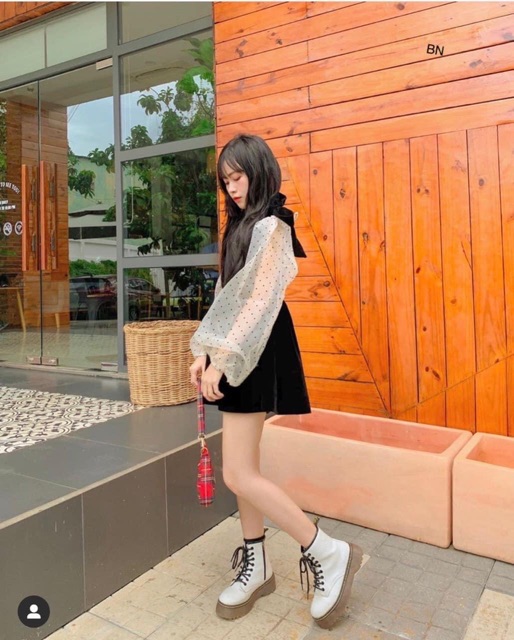 Đầm baby doll ❤️FREESHIP❤️ Đầm xoè tay bi tiểu thư