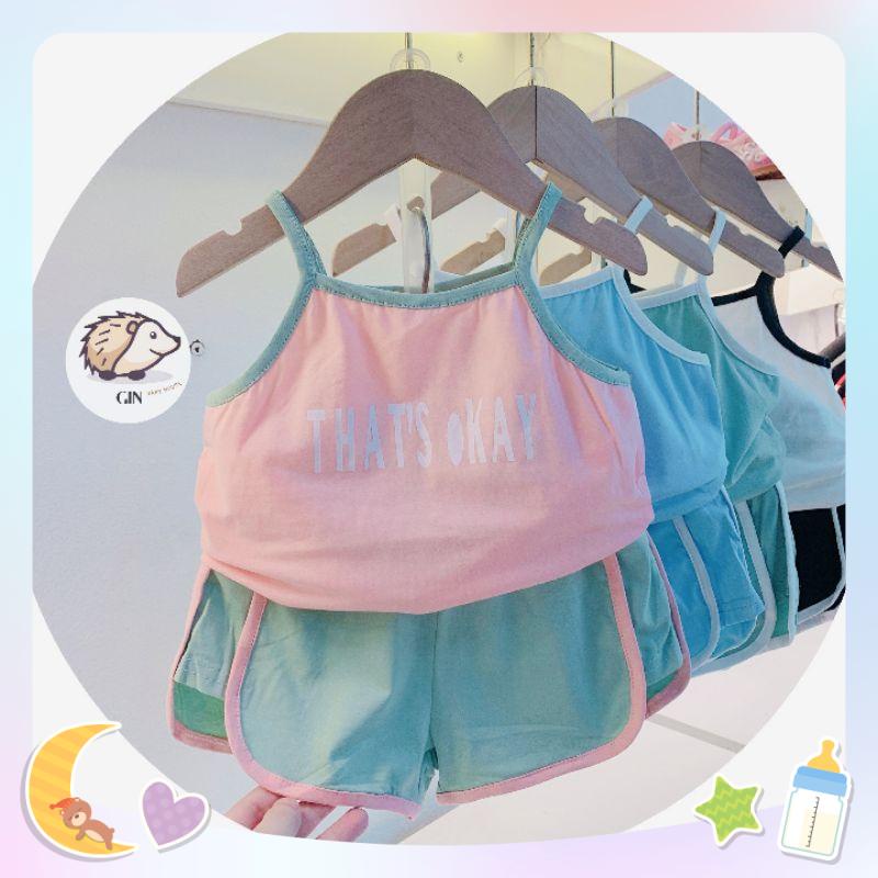 Đồ bộ bé gái 2 dây đáng yêu chất cotton siêu mềm mại