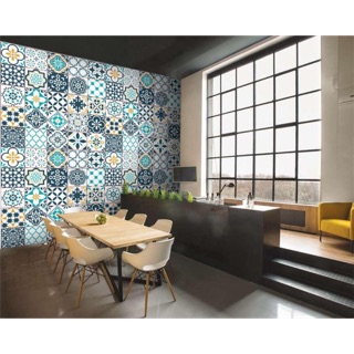 Decal gạch bông chịu nước trang trí set 30ô