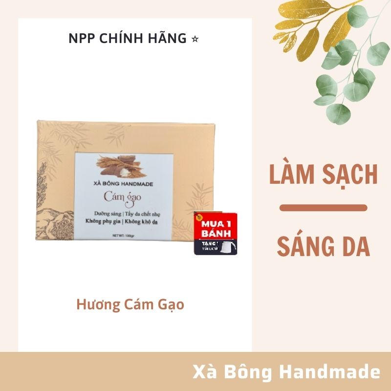 Xà Phòng Xà bông Cám Gạo 100%HandmadeTrắng DaDịu NhẹDạng Sáp 100gr Hàng Chính Hãng- TuanPhuKien