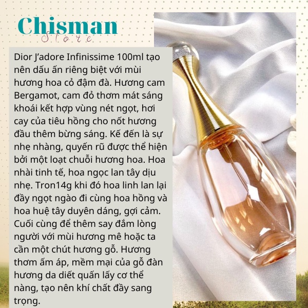 Nước hoa nữ Jadore In Joy 100ml - Mùi hương sang trọng quý phái, lưu hương lâu - Chisman