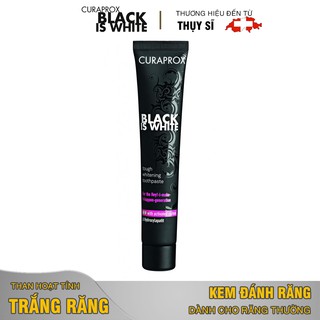 Kem đánh răng than hoạt tính Curaprox Black Is White 90ml (Date 6/2022)