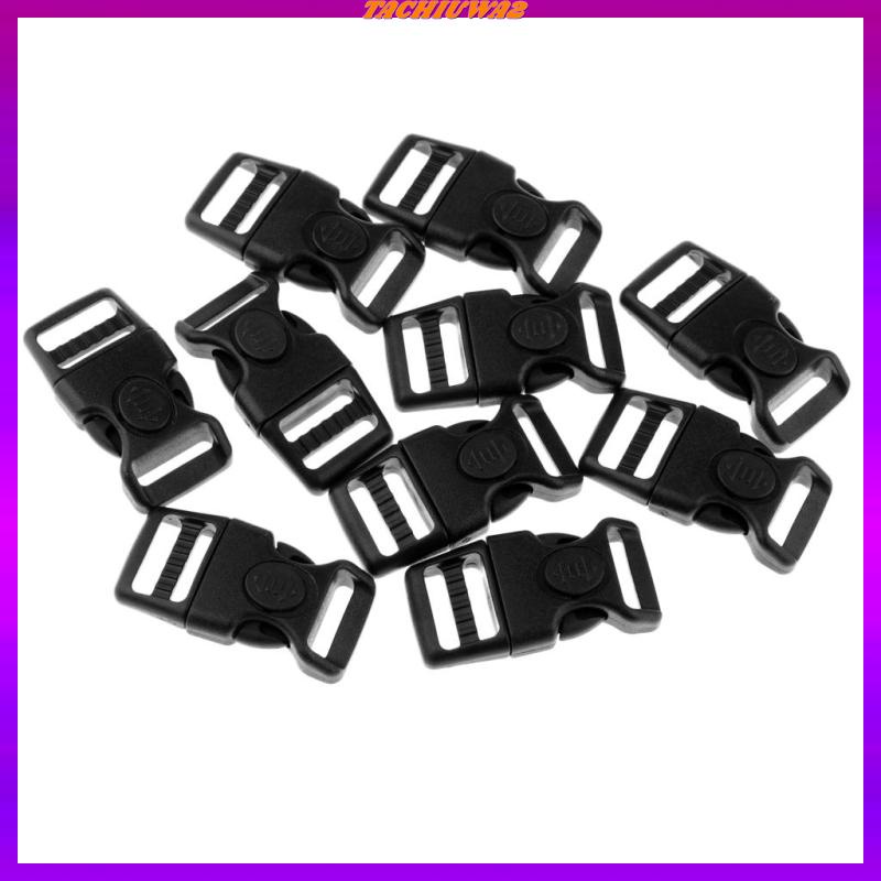 Set 2 10 Khóa Cài Cong Bằng Nhựa Màu Đen 15mm Chuyên Dụng Làm Vòng Tay Paracord