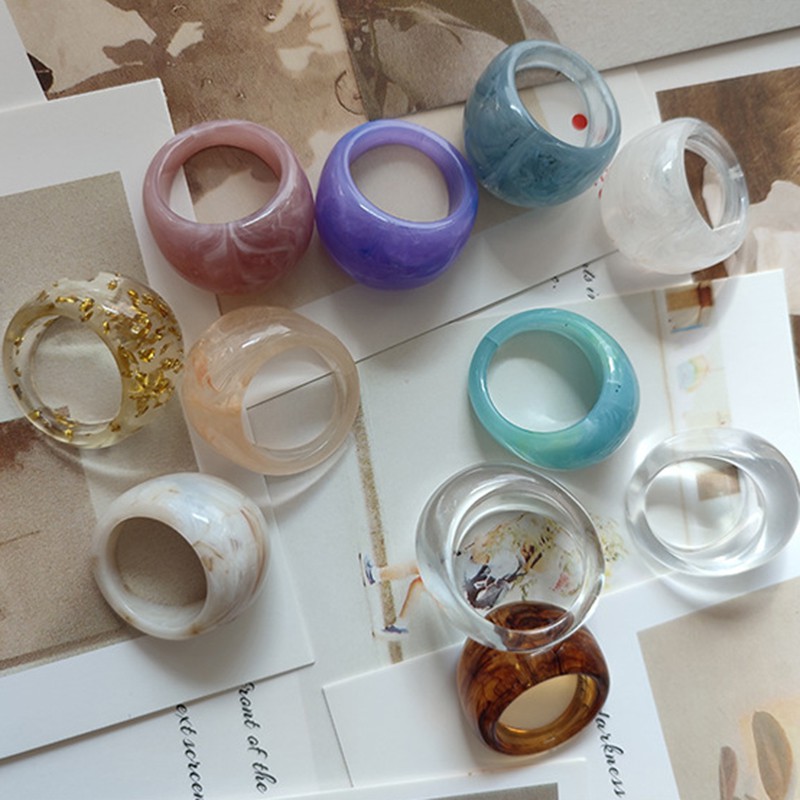 1 nhẫn hình học đơn giản cổ điển không đều nhau bằng nhựa acrylic thiết kế ấn tượng