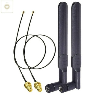 Set 2 ăng ten thu sóng Wifi 2.4/5/5.8ghz 8dbi đầu Rp-Sma và 20cm 20.32 cm U.Fl Mhf4 sang Rp-Sma